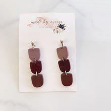 Load image into Gallery viewer, Clay - Burgundy Ombre Triple - Dangles
