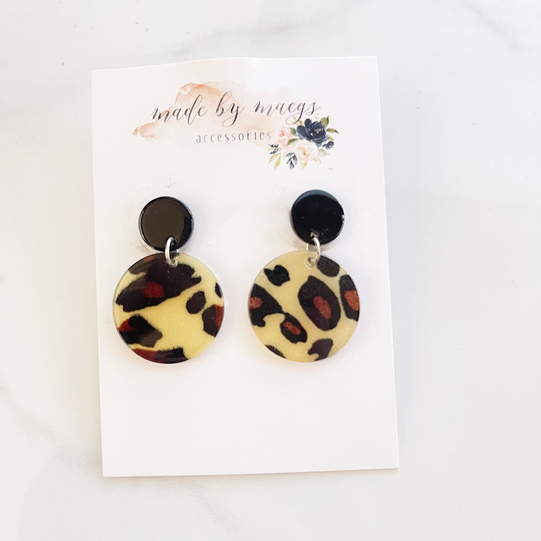 Acrylic - Leopard Print - Circle Dangles