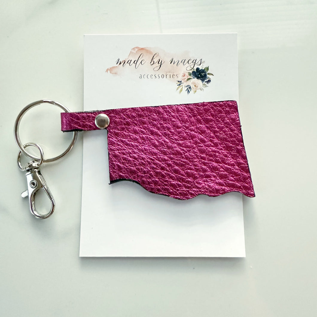 Keychain - Oklahoma - Metallic Magenta Leather