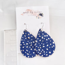 Load image into Gallery viewer, Leather - Navy with White Polka Dots - Classic Drops
