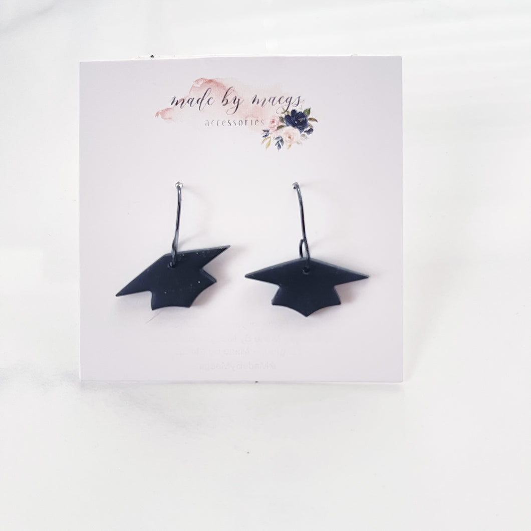 Clay - Black Graduation Caps - Dangles