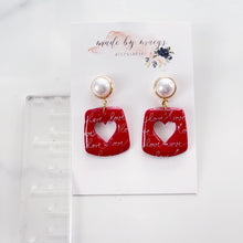 Load image into Gallery viewer, Cherry Red Heart Cut-Out + Love Dangles
