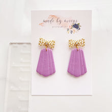 Load image into Gallery viewer, Clay - Lavender Fans &amp; Bows - Dangles
