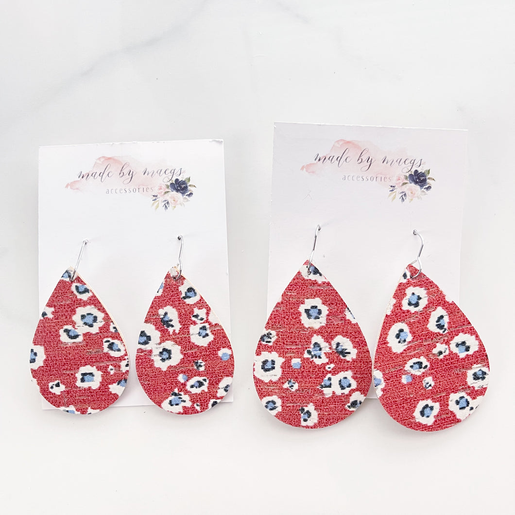 Leather - Red Floral - Classic Drops