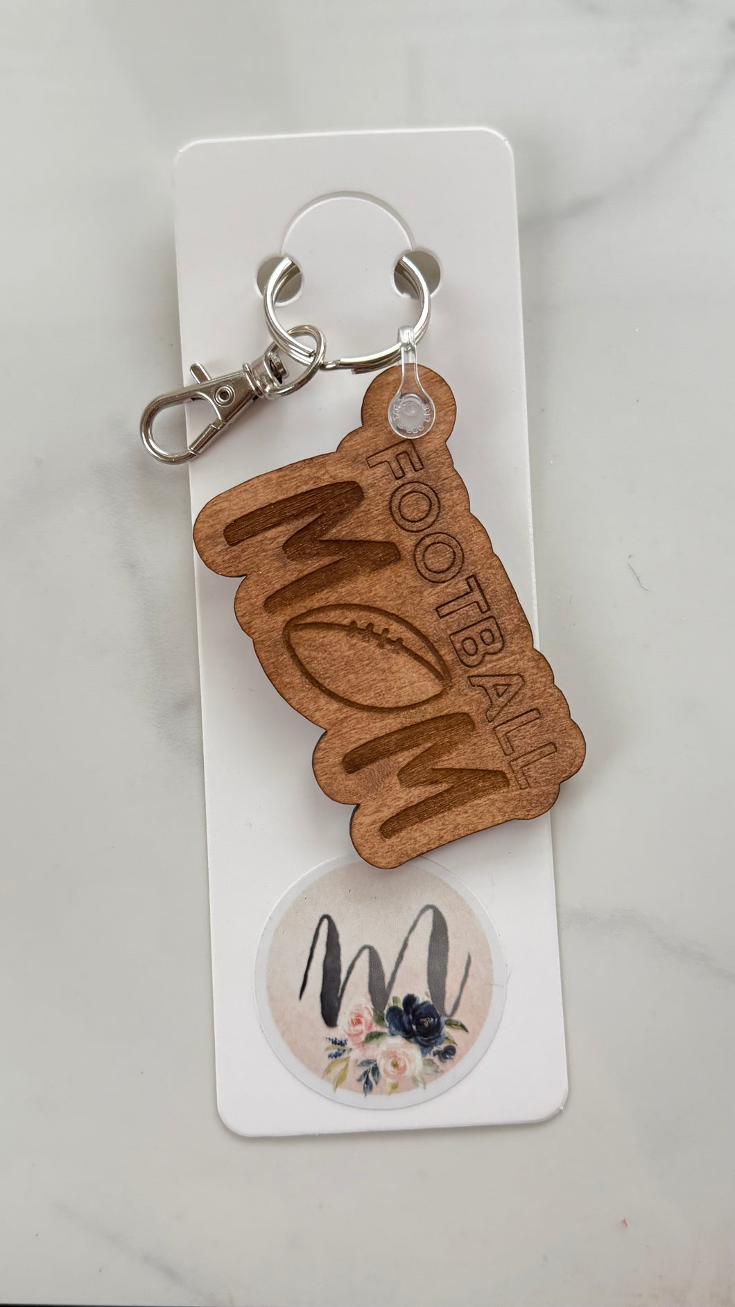 Keychain - Wooden - Football Mom
