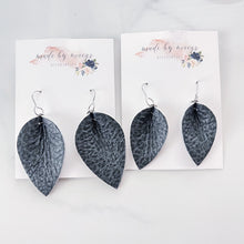 Load image into Gallery viewer, Leather - Black &amp; Charcoal Leopard - Pinched Drop Dangles
