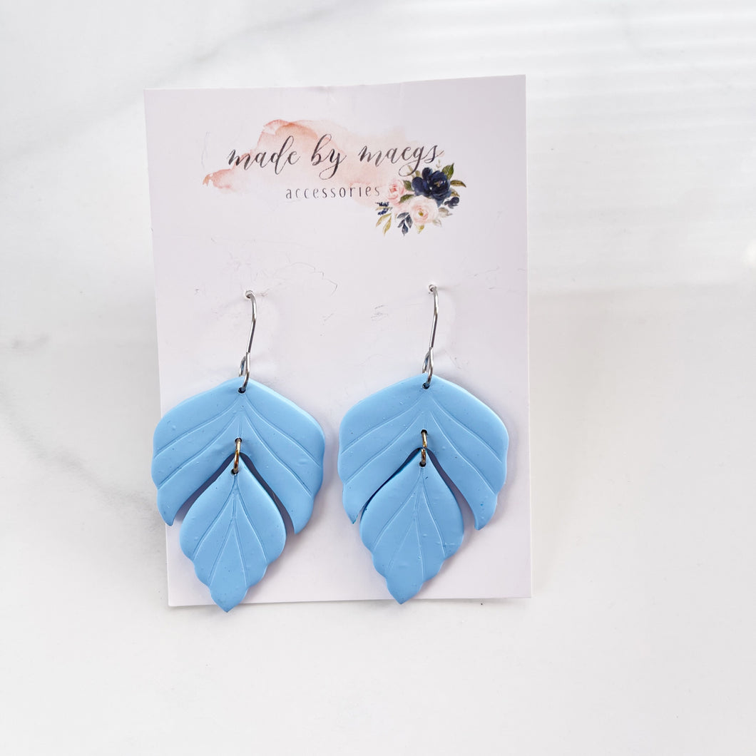 Clay - Light Blue Feather - Dangles