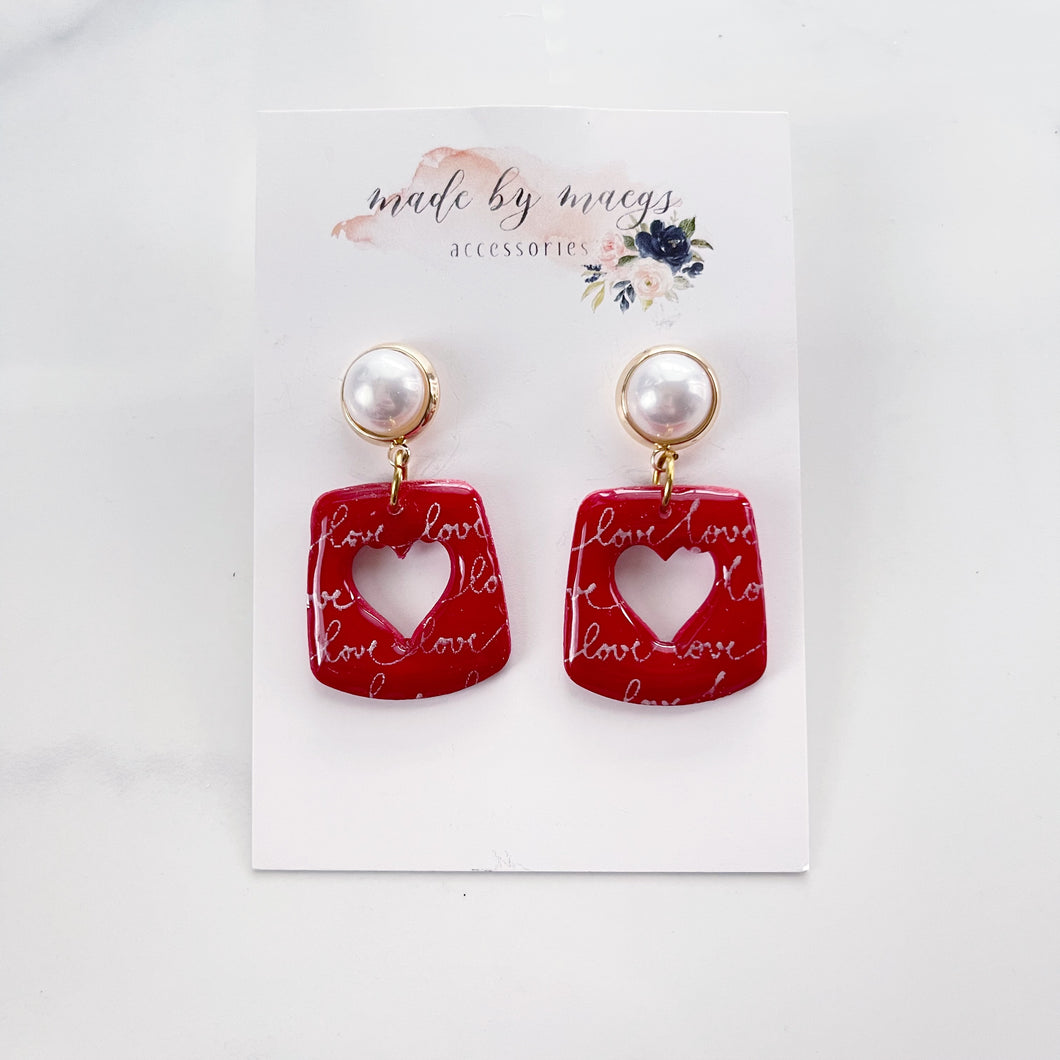 Cherry Red Heart Cut-Out + Love Dangles