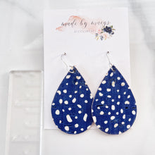 Load image into Gallery viewer, Leather - Navy with White Polka Dots - Classic Drops
