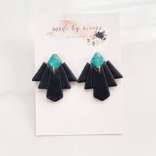 Load image into Gallery viewer, Clay - Glitter Teal &amp; Black -  Fancy Dangles
