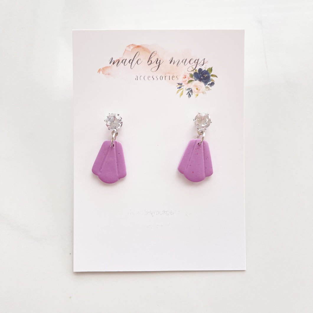 Clay - Lavender Mini Fans - Dangles