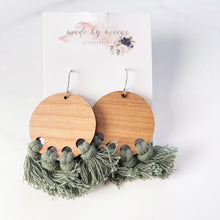 Load image into Gallery viewer, Macrame - Olive Disc Dangles
