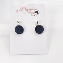 Load image into Gallery viewer, Clay - Black Embossed Leopard Print - Circle Dangles
