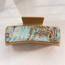 Load image into Gallery viewer, Claw Clip - 4” - Light Blue &amp; Gold Tree Bark
