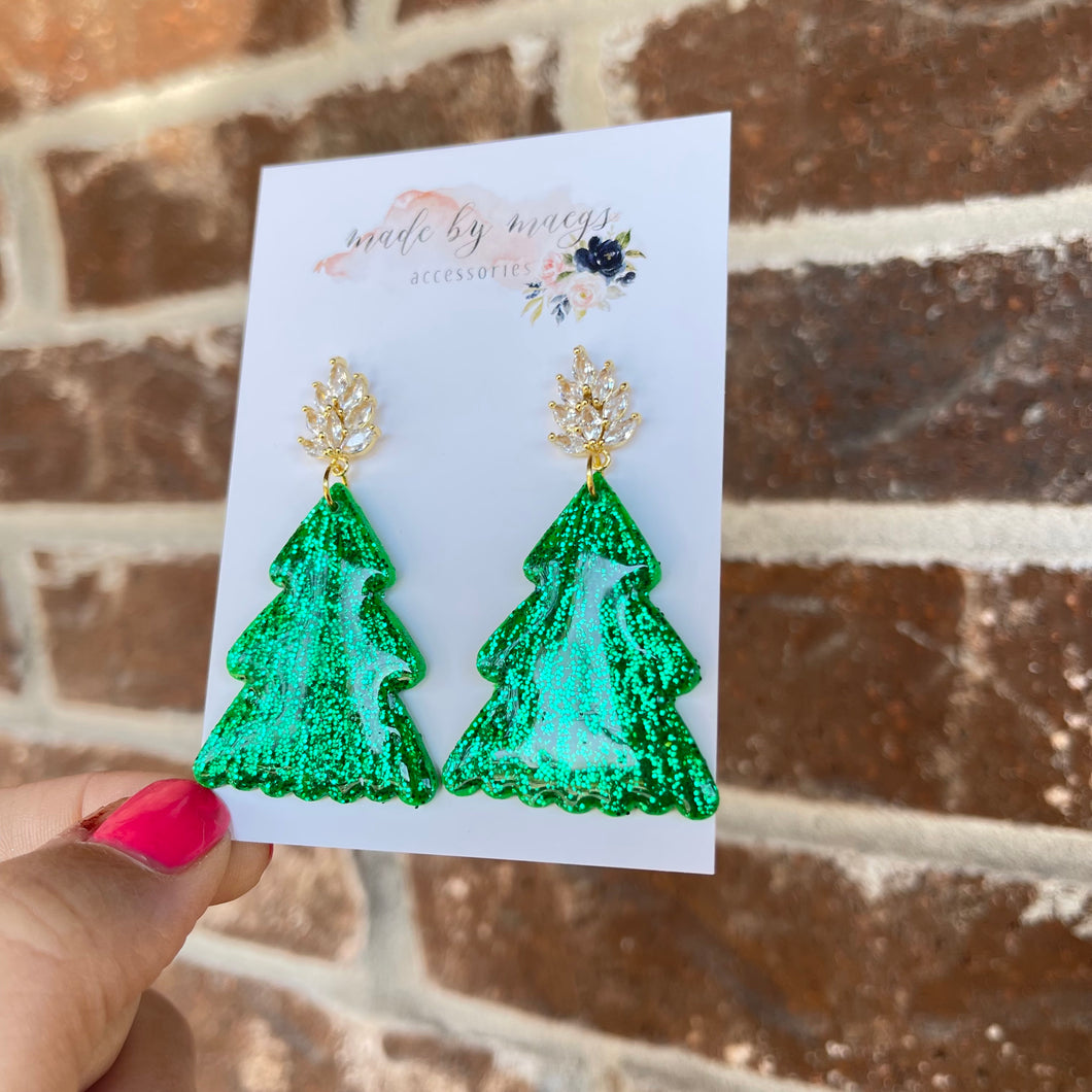 Glitter Christmas Tree Dangles