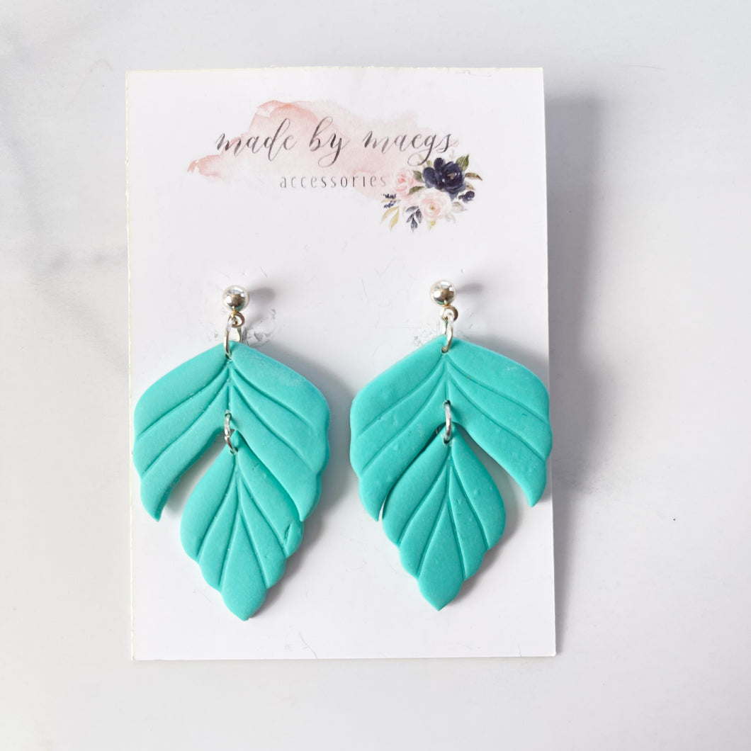 Clay - Peacock Teal - Feather Dangles