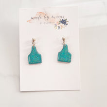 Load image into Gallery viewer, Clay - Glitter Teal - Heifer Tags Dangles
