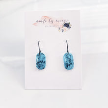 Load image into Gallery viewer, Clay - Light Blue Floral - Oval Dangles
