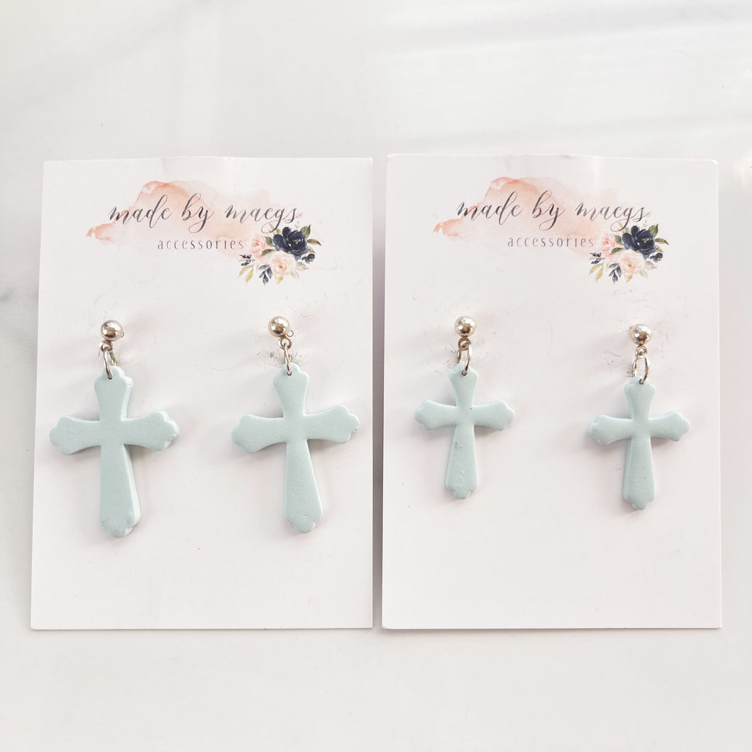 Clay - Sky Blue - Cross Dangles