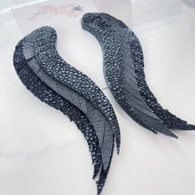 Load image into Gallery viewer, Leather - Matte Black &amp; Stingray Black - Fringe Angel Wings
