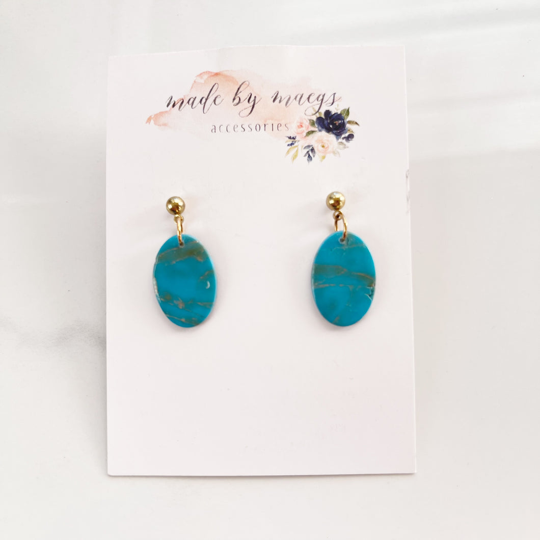 Turquoise Rodeo - Oval Dangles