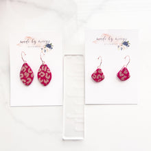 Load image into Gallery viewer, Valentine’s Collection - Burgundy &amp; Rose Gold Skinny Dangles
