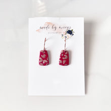 Load image into Gallery viewer, Valentine’s Collection - Burgundy &amp; Rose Gold Rectangle Dangles
