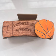 Load image into Gallery viewer, Claw Clip - 4” - Wooden Basketball Season
