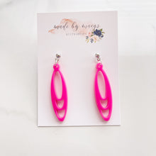 Load image into Gallery viewer, Acrylic - Neon Pink Ovals - Dangles
