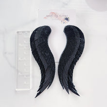 Load image into Gallery viewer, Leather - Matte Black &amp; Stingray Black - Fringe Angel Wings
