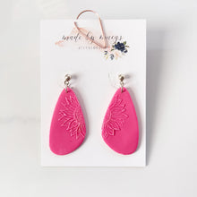 Load image into Gallery viewer, Valentine’s Collection - Pink Sunflower Embossed Dangles
