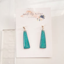 Load image into Gallery viewer, Clay - Glitter Teal - Classic Bars Dangles
