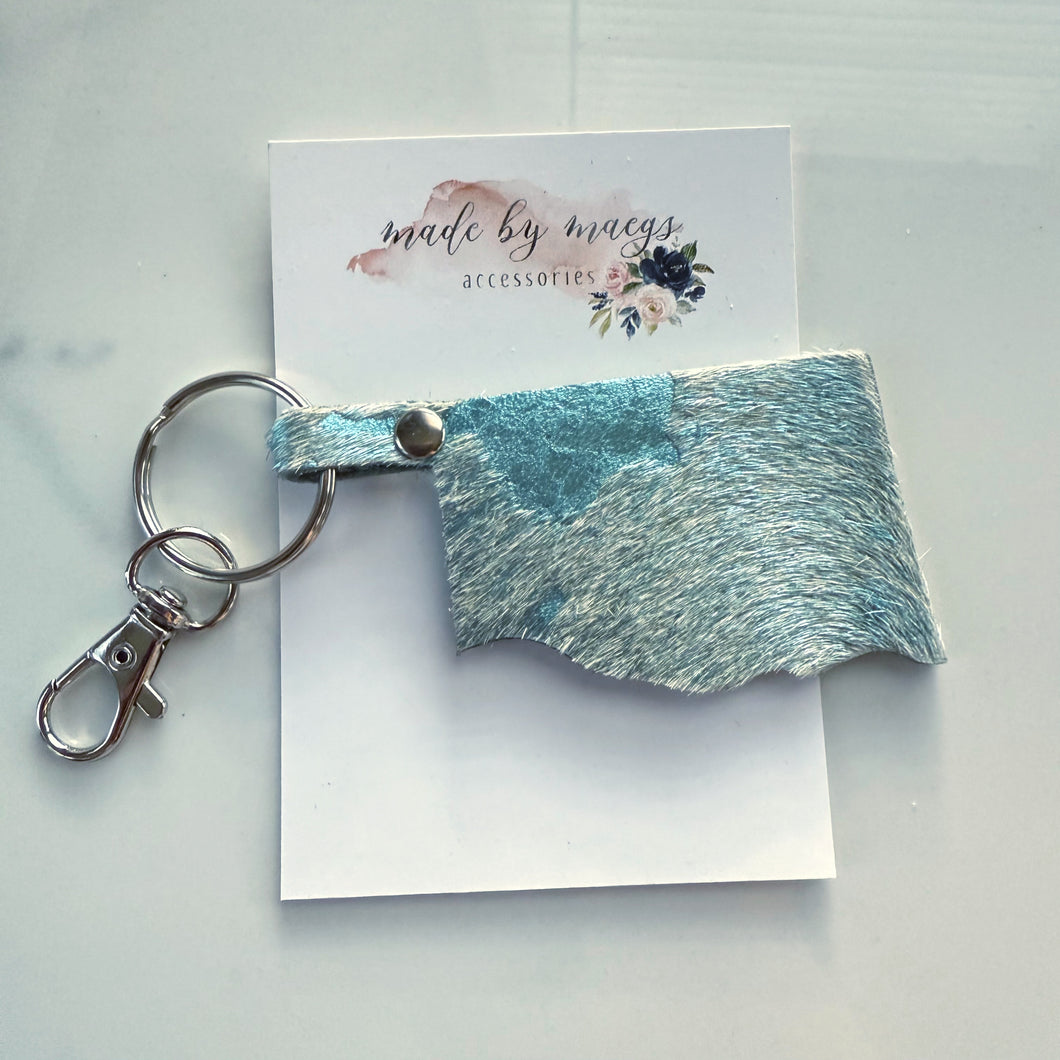 Keychain - Oklahoma - Cowhide Blue Leather