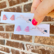 Load image into Gallery viewer, Pink Christmas Tree Studs
