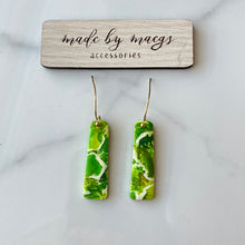 Load image into Gallery viewer, Green Watercolor Dangles
