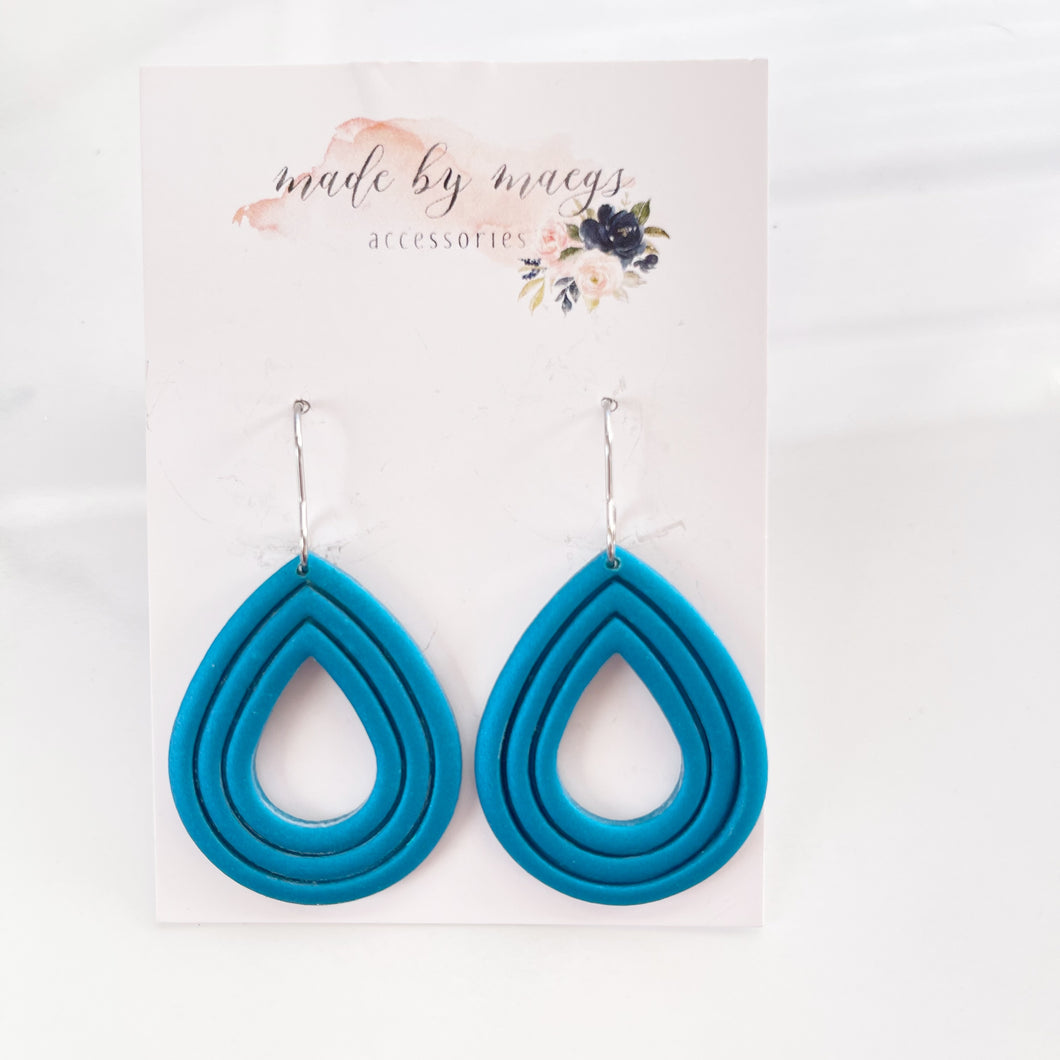 Clay - Deep Sea Blue - Embossed Cutout Dangles