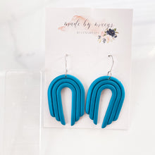 Load image into Gallery viewer, Clay - Deep Sea Blue - Embossed Open Oval Dangles
