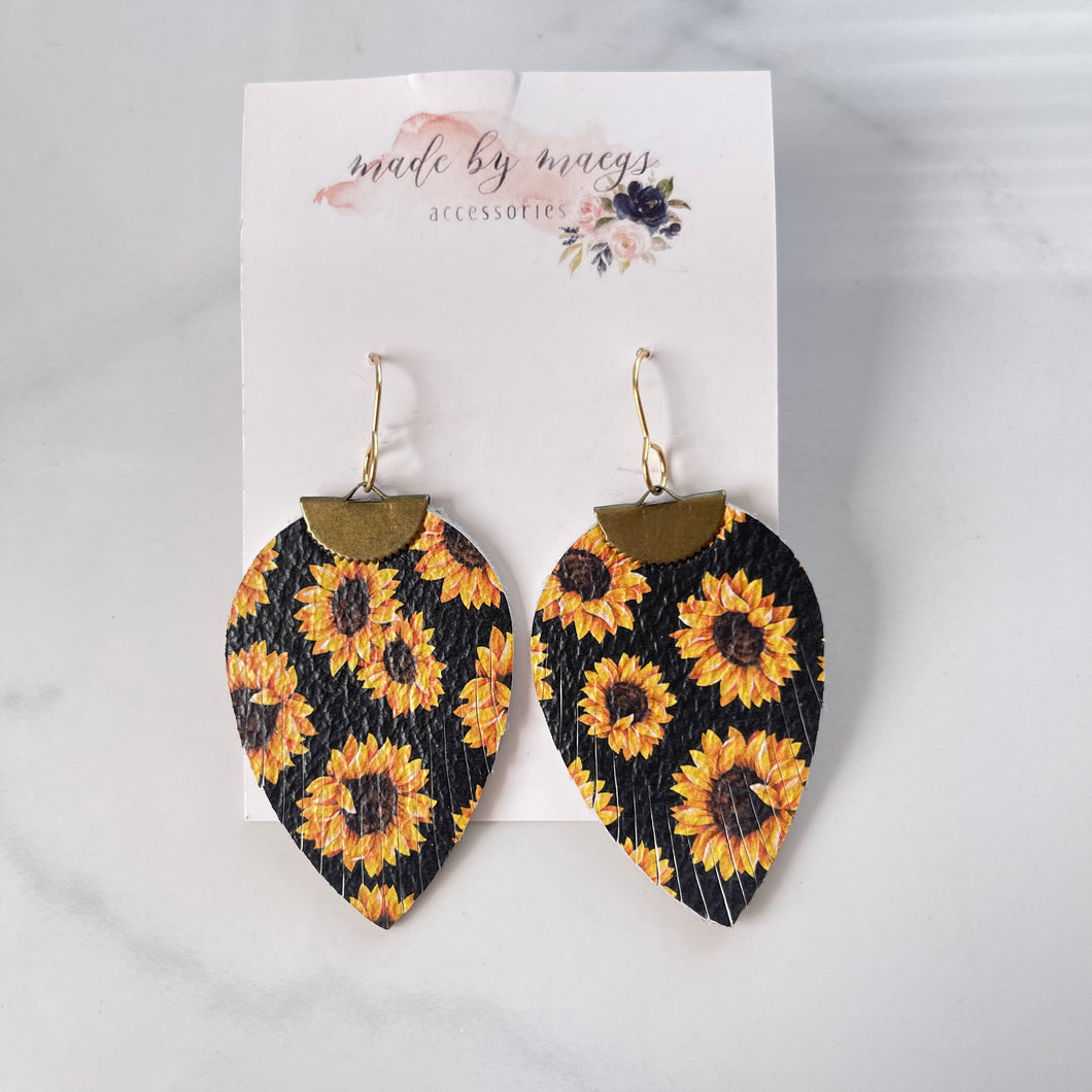 Leather - Sunflowers - Inverted Drops