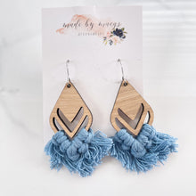 Load image into Gallery viewer, Macrame - Stormy Sky Blue Dangles
