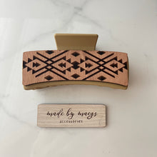 Load image into Gallery viewer, 4” Claw Clip - Various Color Clips with Western Geometric Wooden Cover
