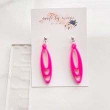 Load image into Gallery viewer, Acrylic - Neon Pink Ovals - Dangles
