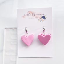 Load image into Gallery viewer, Clay - Light Pink Heart Macarons - Hoop Dangles
