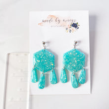Load image into Gallery viewer, Clay - Opal Peacock Teal - Fringe Dangles
