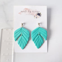 Load image into Gallery viewer, Clay - Peacock Teal - Feather Dangles
