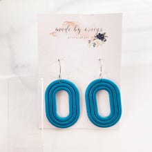 Load image into Gallery viewer, Clay - Deep Sea Blue - Embossed Cutout Oval Dangles
