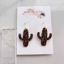 Load image into Gallery viewer, Leather - Leopard - Cactus Dangles
