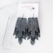 Load image into Gallery viewer, Leather - Glitter &amp; Matte Black - Triple Layer Fringe Mega Dangles
