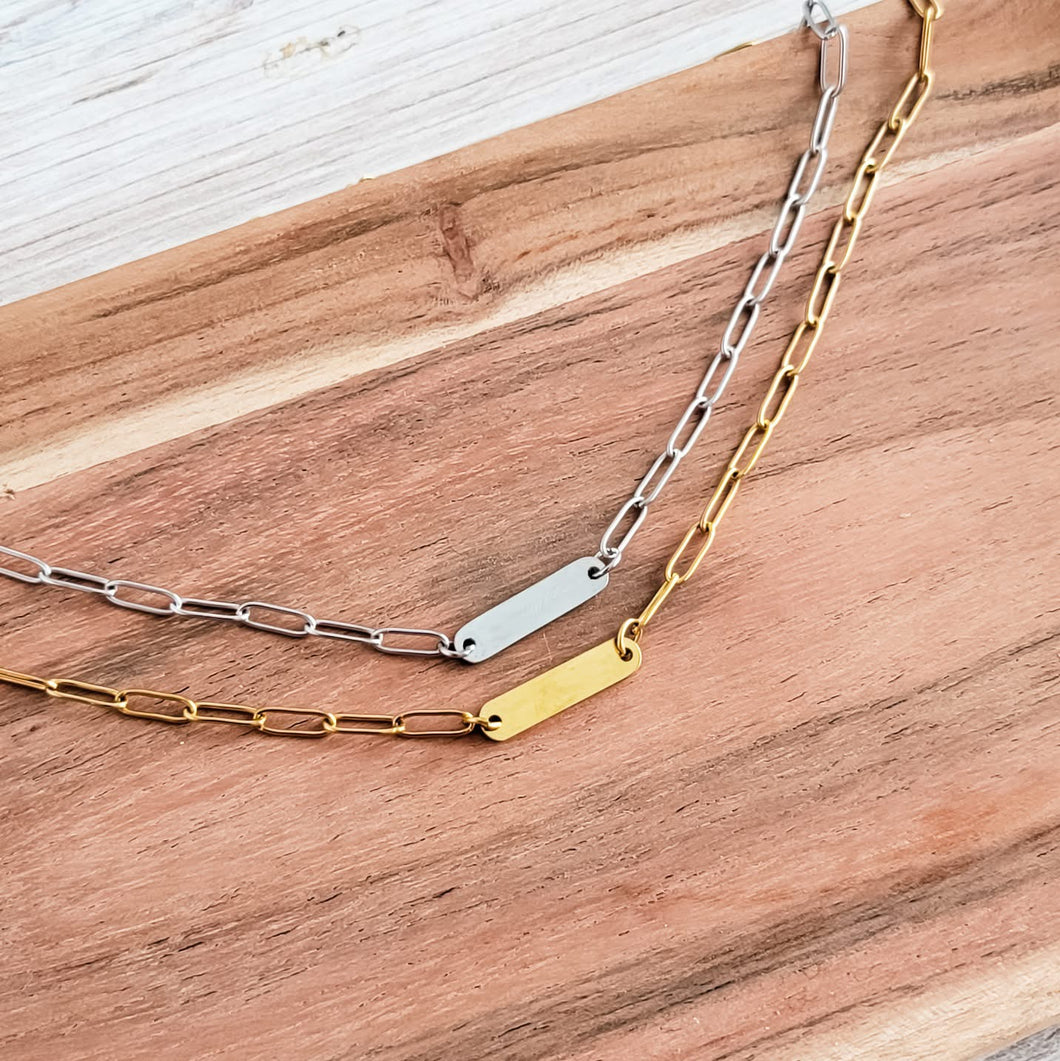 Bar Necklace (Paper Clip Chain) — Leave Notes at Checkout