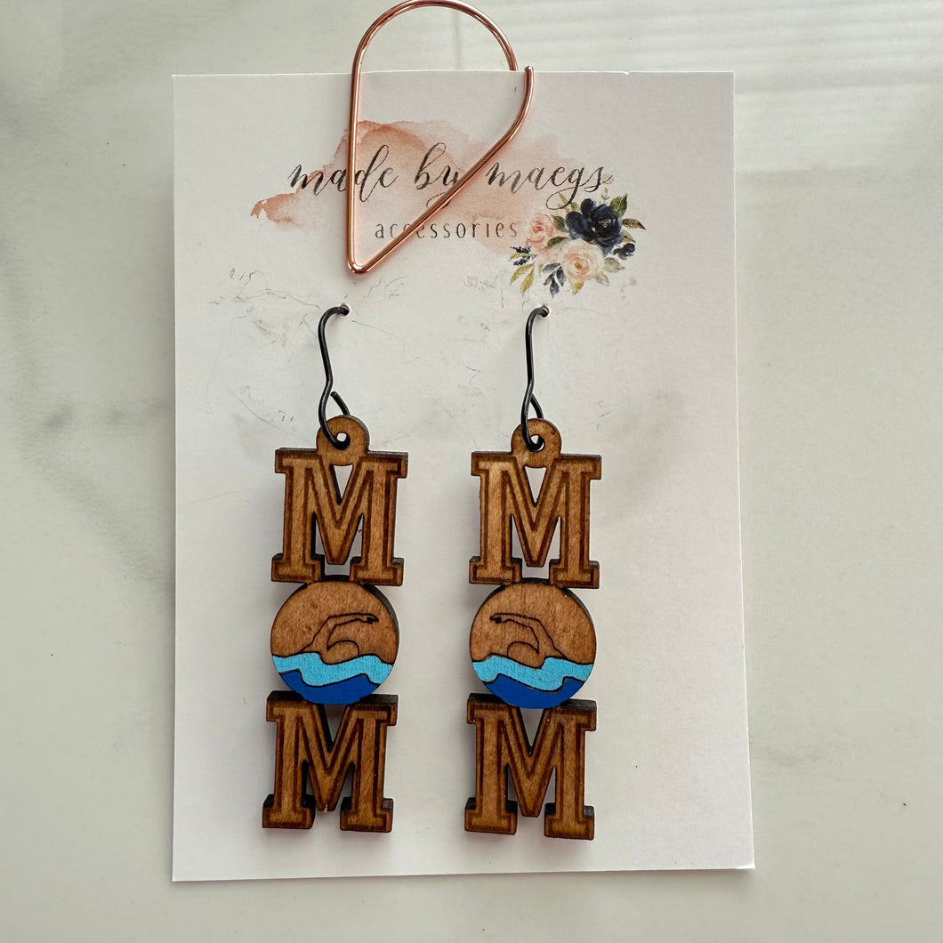 Wooden - Swim Mom Dangles