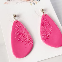 Load image into Gallery viewer, Valentine’s Collection - Pink Sunflower Embossed Dangles
